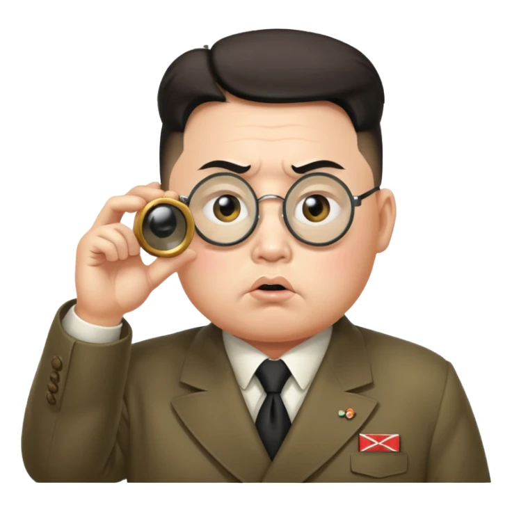 Kim Jong Un from North Korea looking through a monocle with angry expression sticker