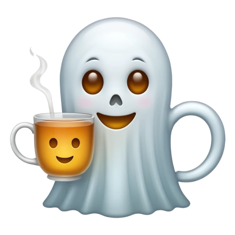 Ghost emoji holding a cup of tea sticker