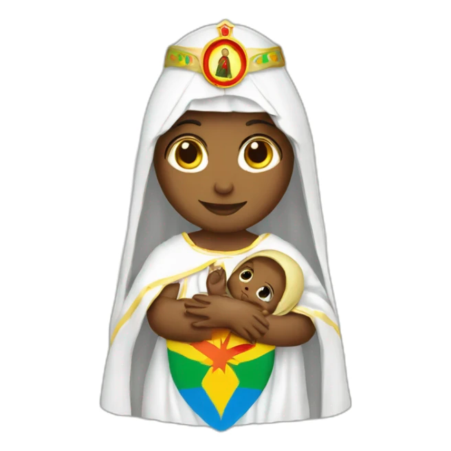 holy Mary with baby Jesus with Ethiopian flag sticker