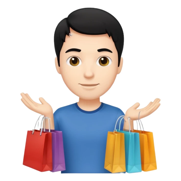 a white guy with black hair shopping sticker