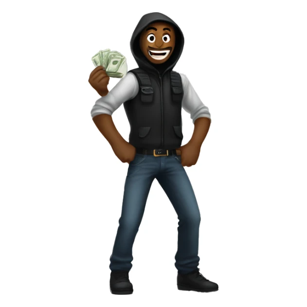 now robber is happy and he got money sticker