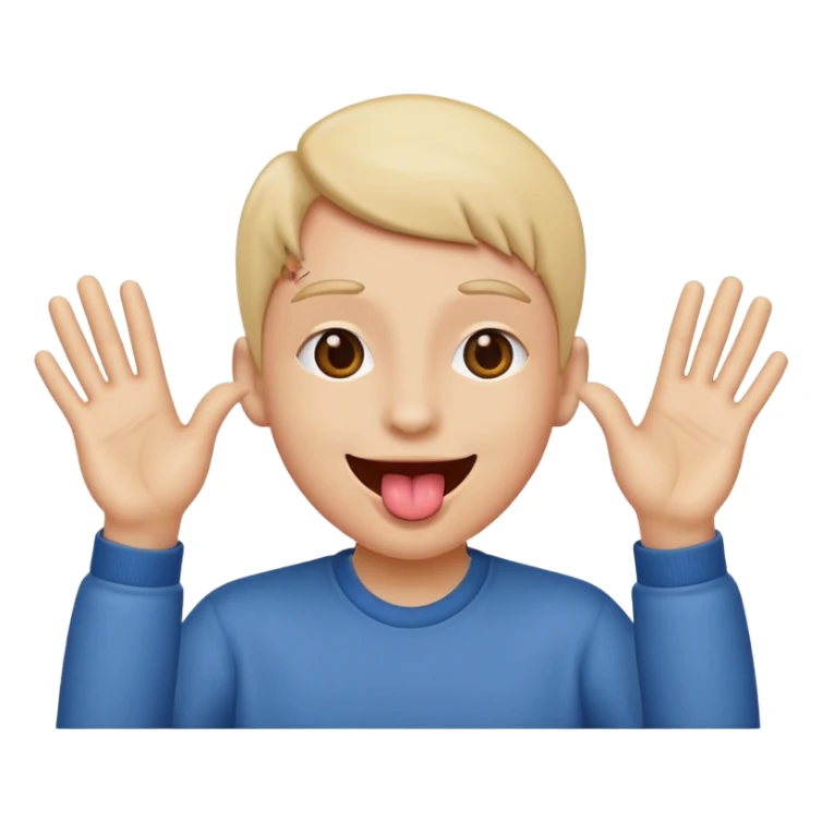 tongue out with hands on both sides sticker