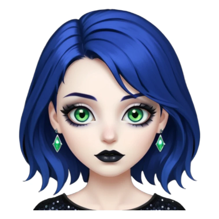 Beautiful dark-deep-abyss-midnight-blue abyssal gloomy dark edgy pretty sparkly shimmering glammed up dolled up ethereal Gorgeous Vampiric Edgy Anime Lady With Black grey green  sticker