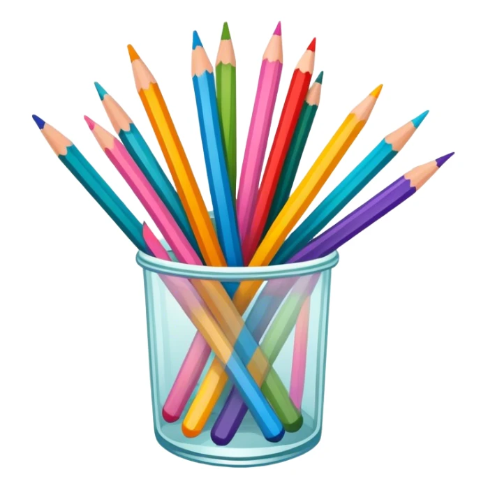 Illustration drawing, detailed linework, vibrant colors, artistic tools like pencils and brushes, clean lines, minimalistic design, transparent background. sticker