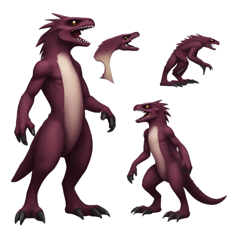 Maroon Edgy Badass Sergal-raptor-vernid full-body sticker