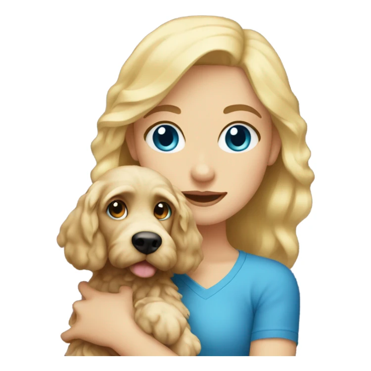 Blonde girl with blue eyes and  cockapoo sticker