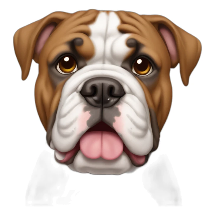 brown and white english bulldog tête sticker