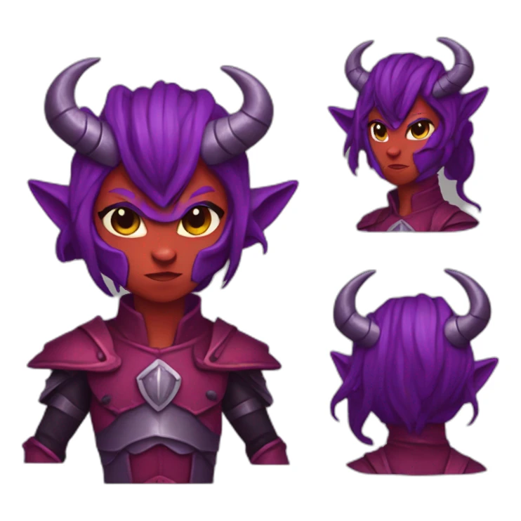 Red Tiefling with a purple mustache wearing paladin armor sticker
