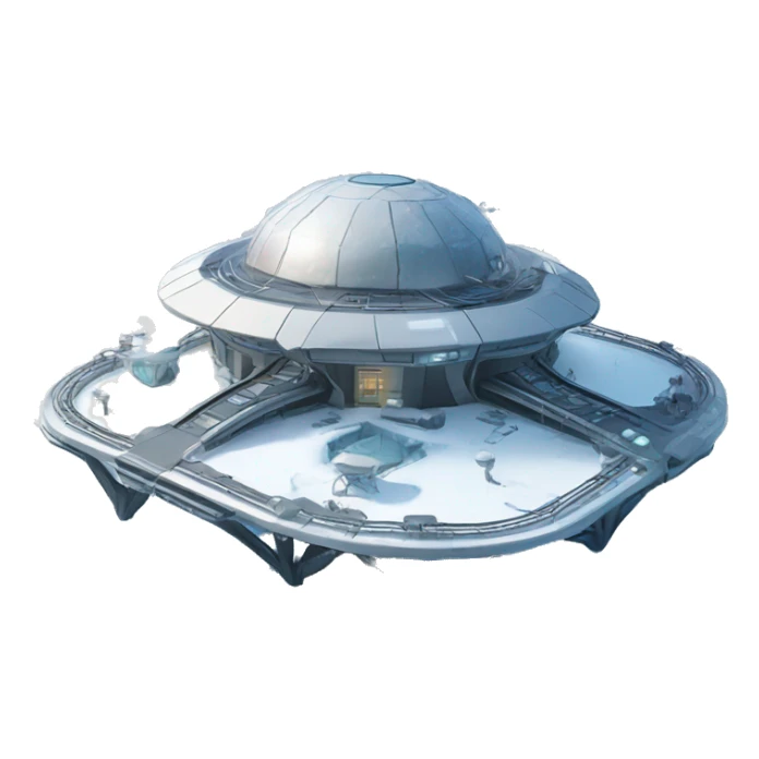futuristic research station on a icy planet sticker