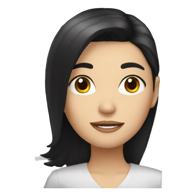 white woman with black hair and with documents sticker
