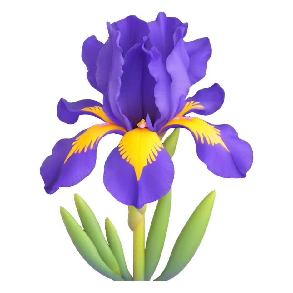 beautiful purple iris flower with yellow center sticker
