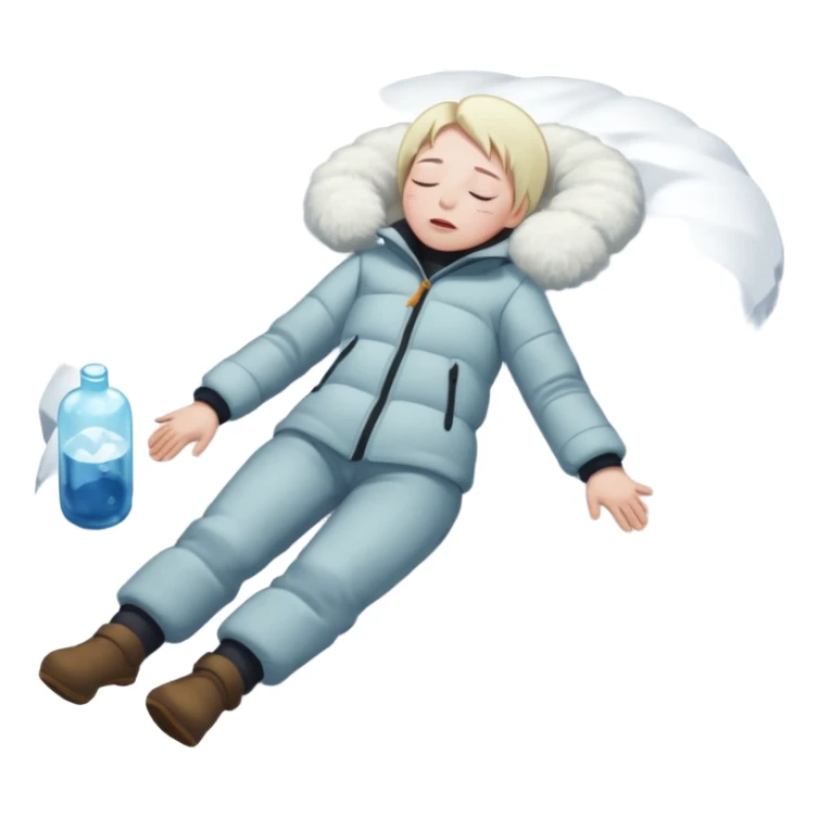 Frozen person dead in snow with close eyes full body  sticker