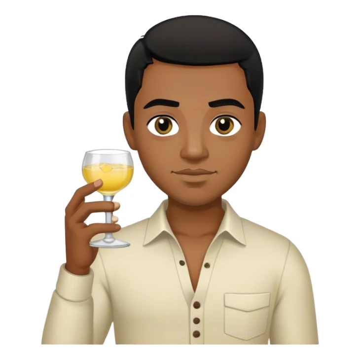 black man, black hair, dark eyes, holding tequila  sticker
