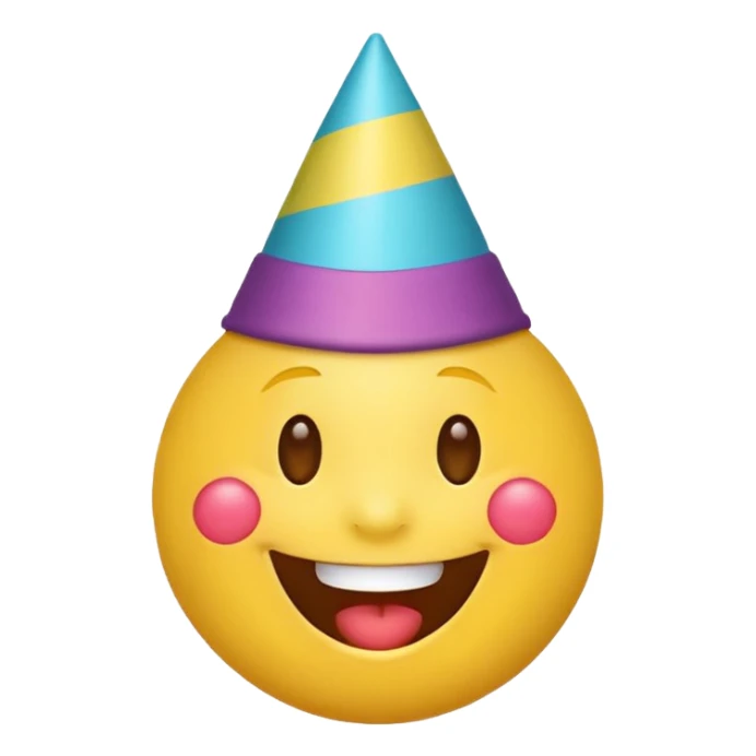 laughing emoji with a party hat, festive and colorful sticker