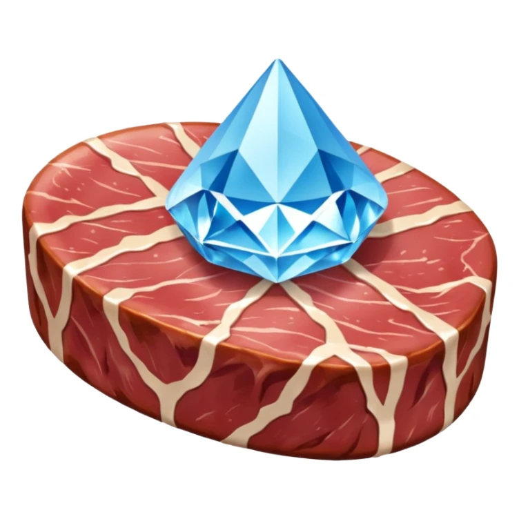Meat with diamond textur and blue color sticker