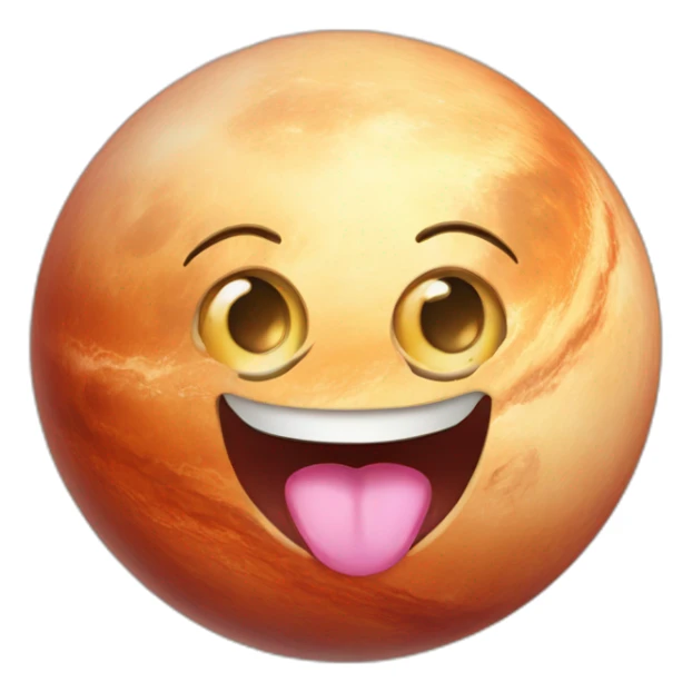 planet Venus with a cartoon face with tongue sticker