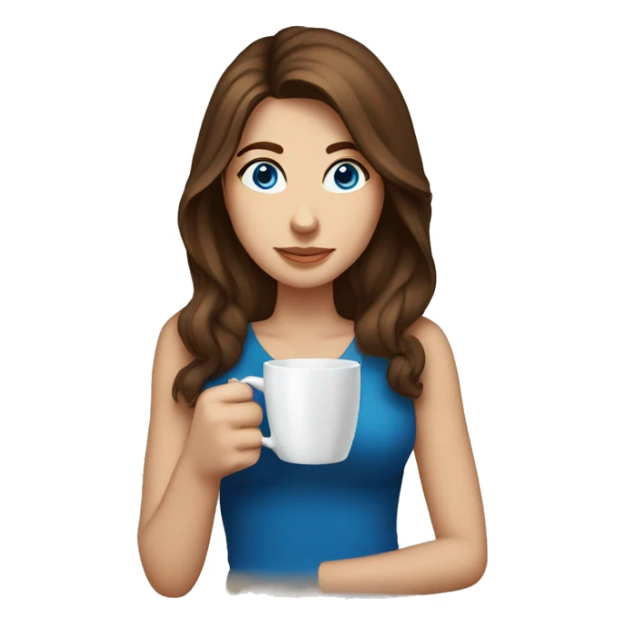 Brown hair blue eyes drinking coffee sticker