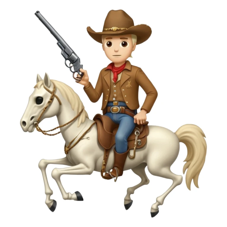 White Cowboy with a revolver on a skeleton horse  sticker