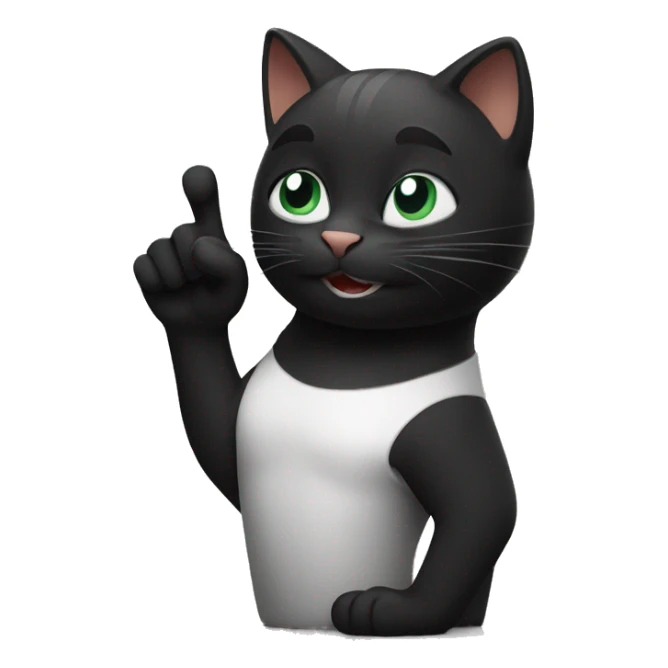 Black cat showing a victory sign with its paw sticker