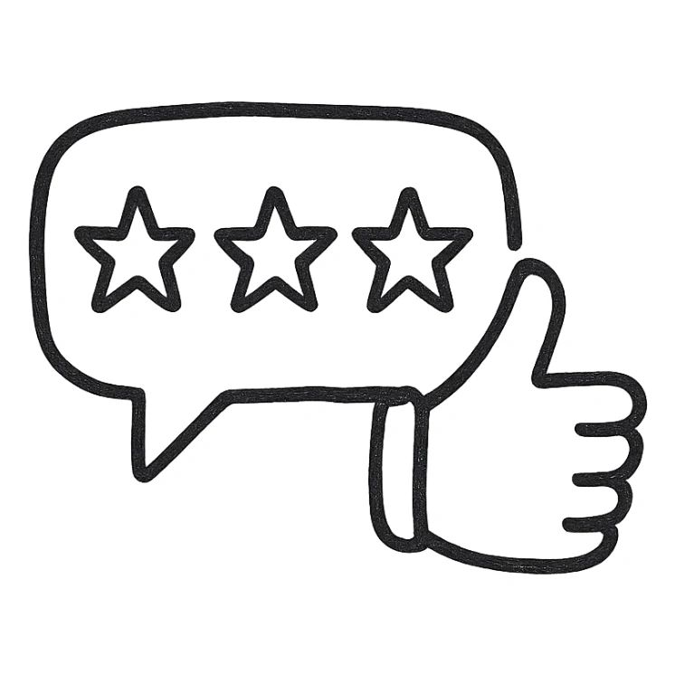 minimalist style emoji representing customer reviews, chat bubble and thumbs up sticker