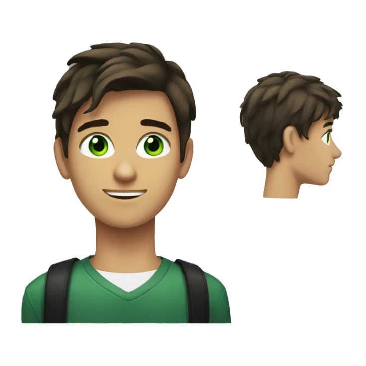 avatar a dark brown hair with green eyes suit 17 year old guy sticker