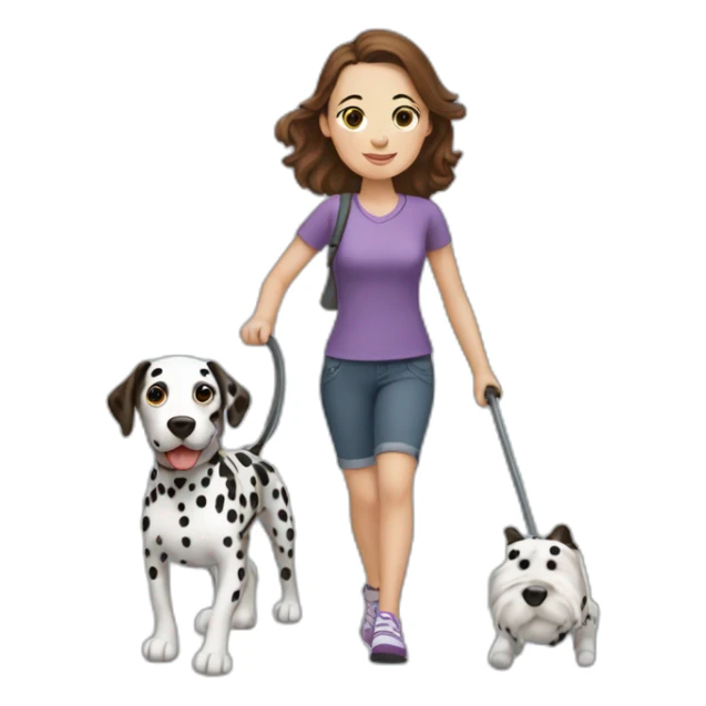 Woman with brown hair and dalmatian going for a Walk sticker