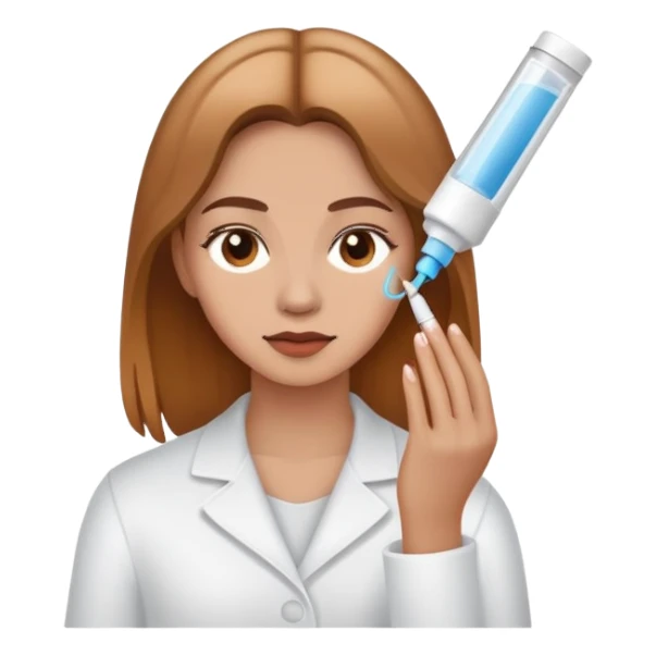 woman with light brown hair undergoing MMP capillary application sticker