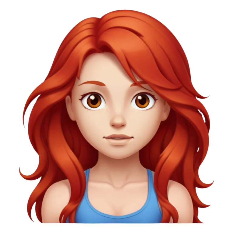 Cute girl with red long hair muscular  sticker