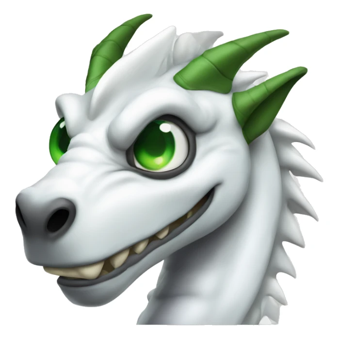 Strong white dragon with green eyes and a tight eye patch sticker