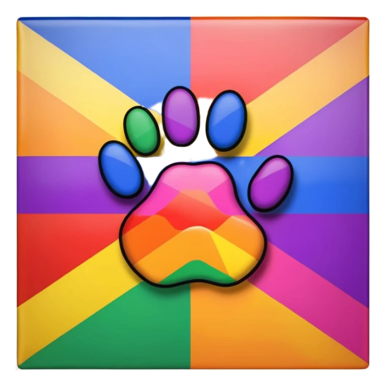 stylized gay bear pride flag with paw print, iconic design, no text sticker