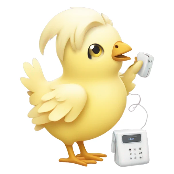 Pastel yellow chick holding a white phone sticker