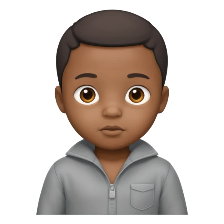 Black baby with straight face in a grey jumpsuit sticker