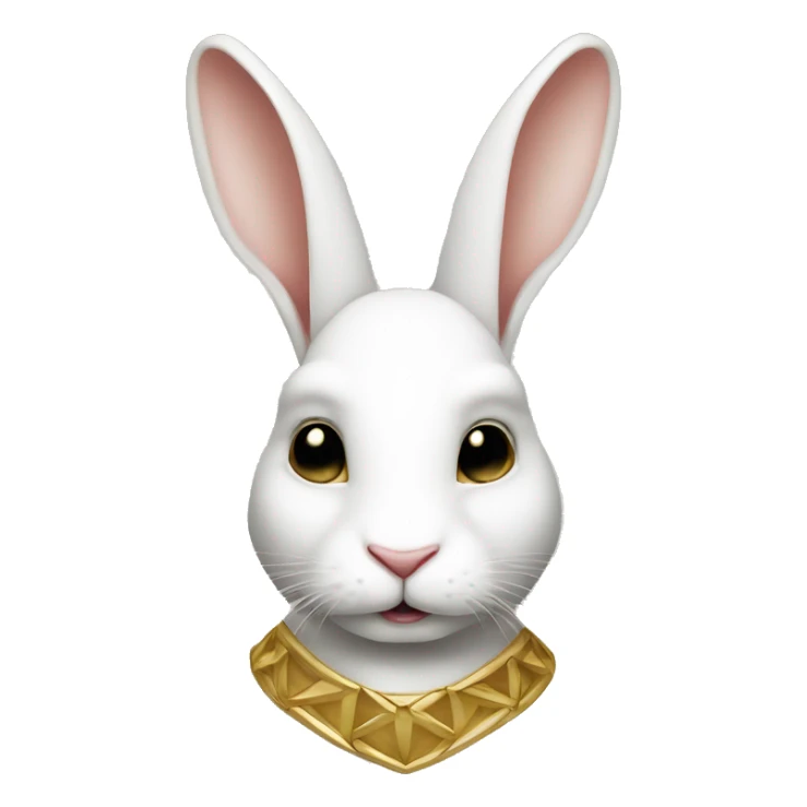 white rabbite face, luxury style, gold border sticker