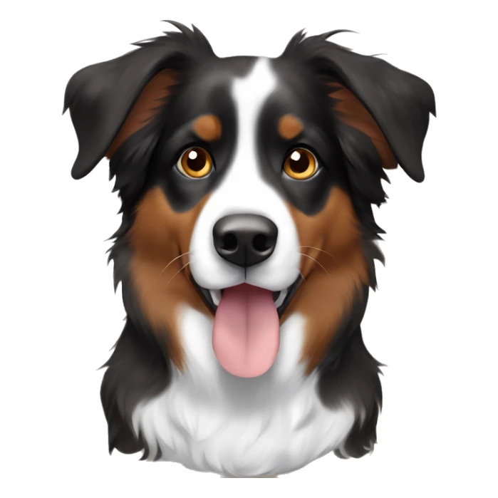 Brown black and white Australian Shepherd with floppy ears sticker