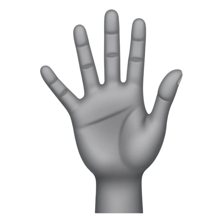 front angle view of a grey colored arm and 5 fingered hand reaching out sticker