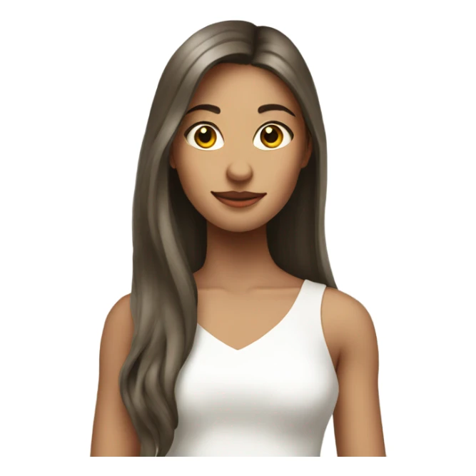 girl in white dress indoors, long hair sticker