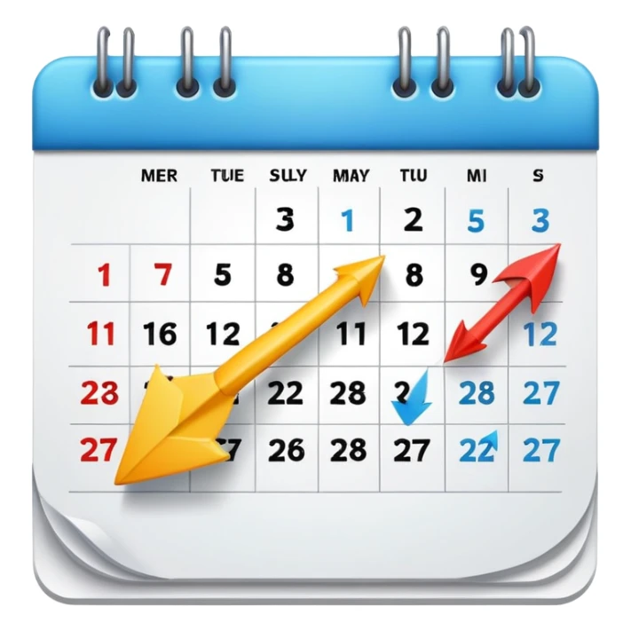 calendar with arrow showing rescheduling sticker