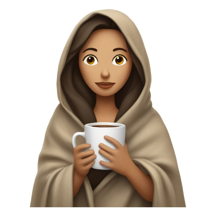 Brunette girl inside a blanket sipping coffee eyes closed sticker