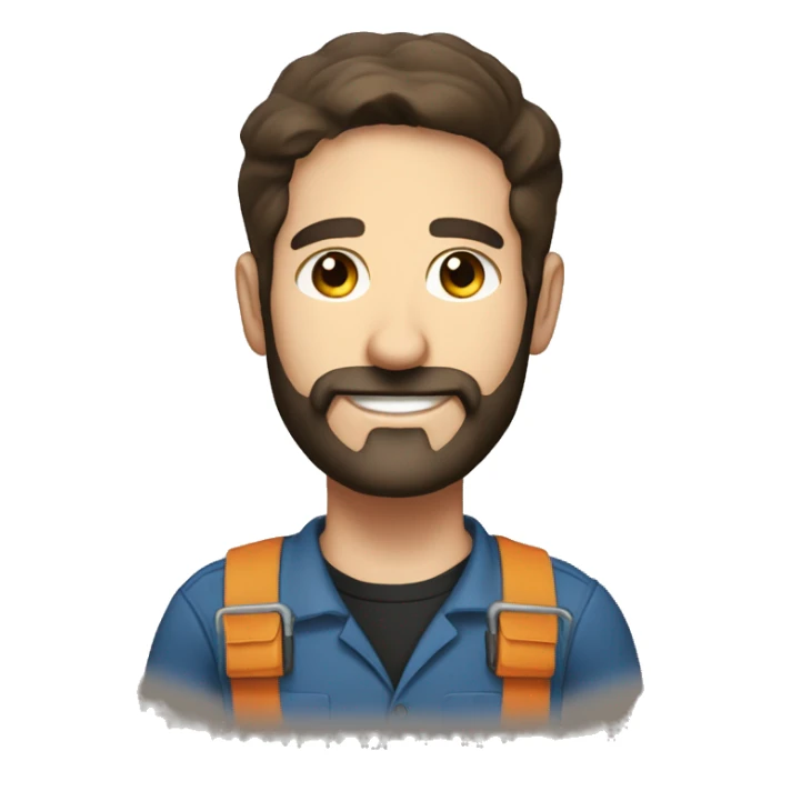 handyman 36 years old, 106 kg, brown hair, black beard, smile  sticker
