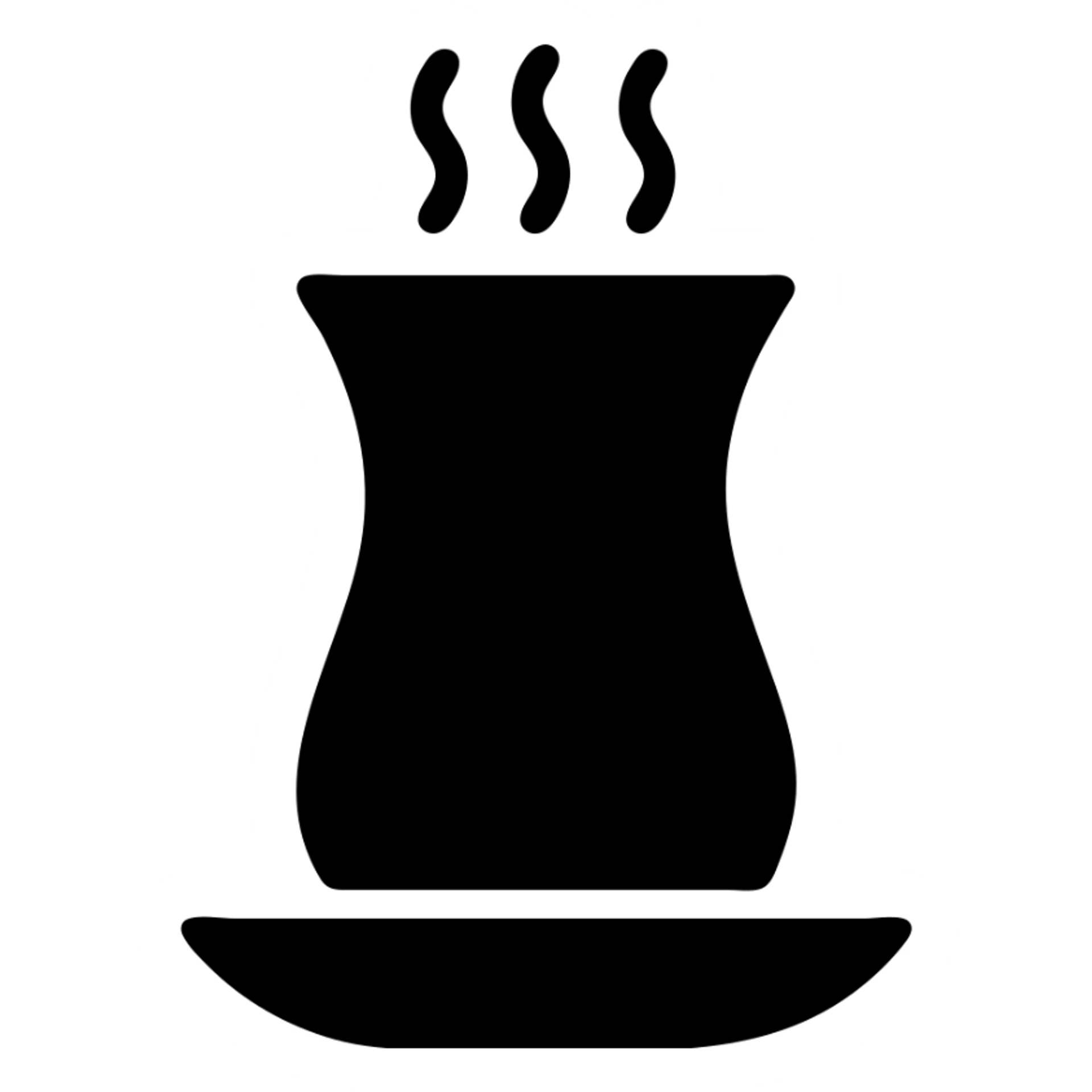 traditional Turkish tea glass with steaming tea, flat icon style sticker