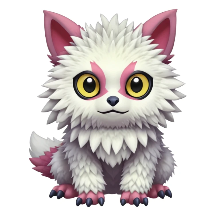  lush cozy warm-colored colorful cyber-Fakémon-Digimon-Trico-creature sticker