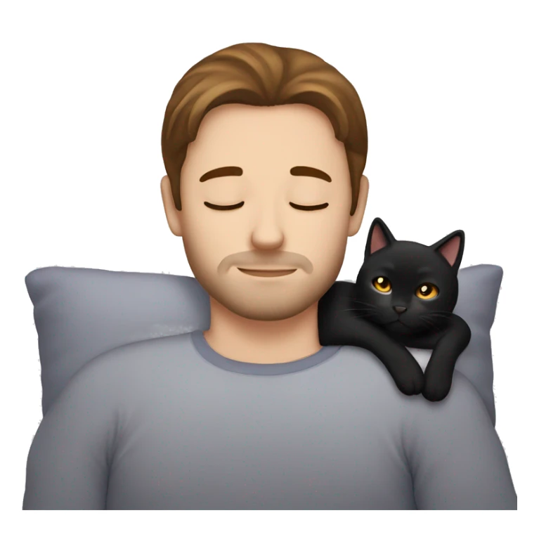brown hair man sleeping with black cat sticker