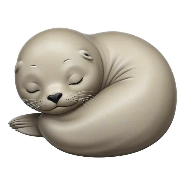 Meme-Worthy Cute Sleeping harbour seal Portrait Emoji, Head resting peacefully with a contented smile, showcasing a smooth, streamlined body and eyes gently closed in serene slumber, Simplified yet adorably endearing features, highly detailed, glowing with a soft, drowsy ocean light, high shine, relaxed and utterly lovable, stylized with an air of playful laziness, soft glowing outline, capturing the essence of a sleeping seal that feels destined to become the next viral icon of adorable rest! sticker