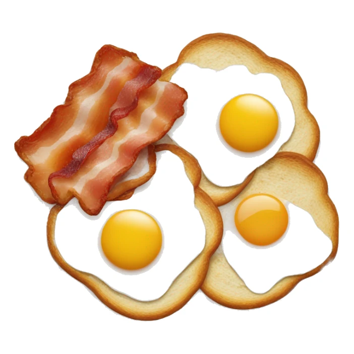 “Two fried eggs, crispy bacon, and buttered toast on a plate.” sticker