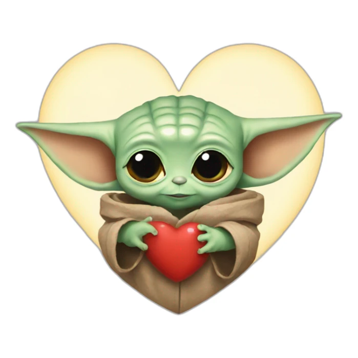 Baby yoda heart sticker
