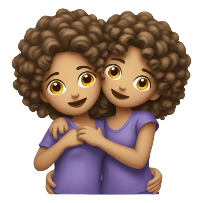  Two curly hair girls cuddling  sticker
