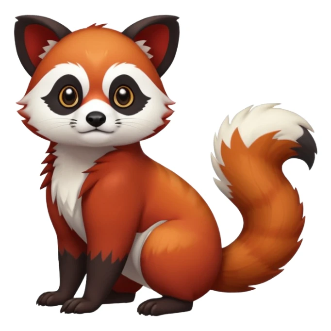 Cute cool white red dark-brown black red-panda-weasel-tanuki-ermine-gryphon-animal hybrid Fakemon full body sticker
