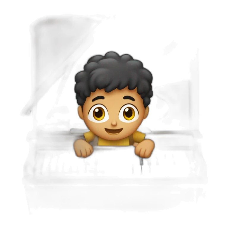 Niño con pelo castaño tocando el piano sticker