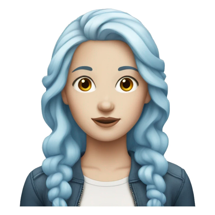 A white girl with moon blue hair  sticker