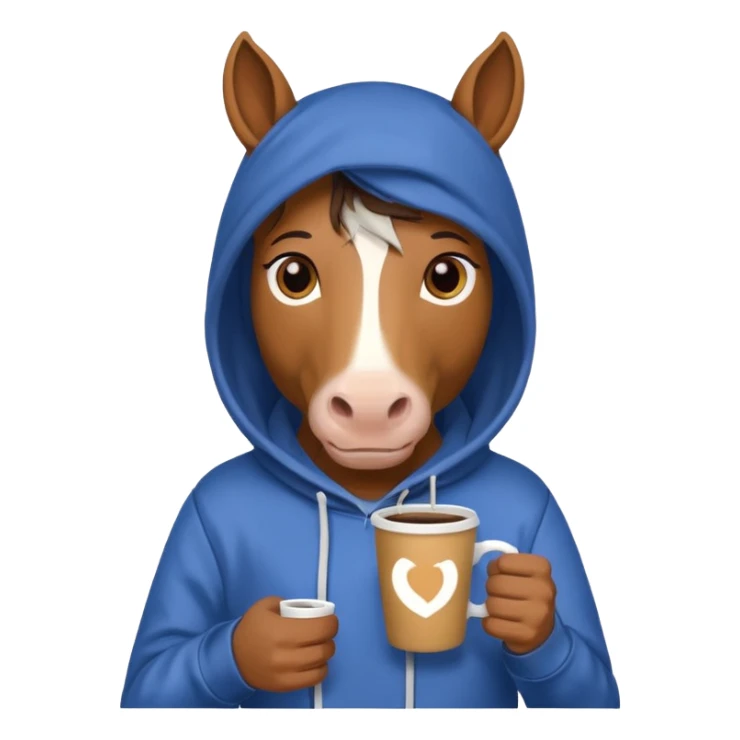  horse with hoodie character holding coffee sticker